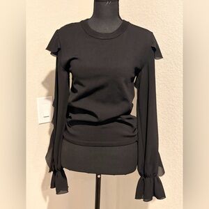 Zara Black Ruffle Sleeve Top